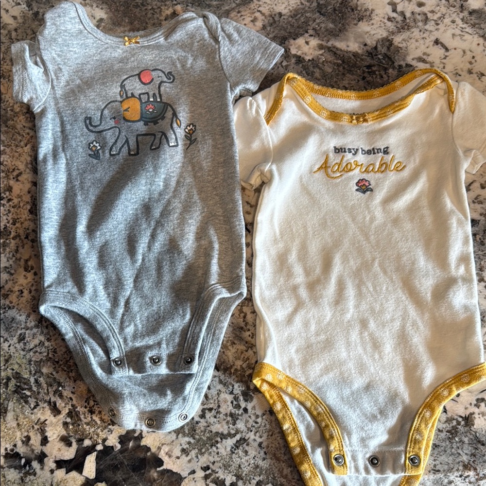 Carter's Gray and White Bodysuits Soft Stretchy Fabric